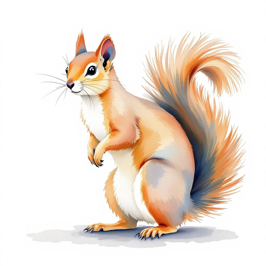 Watercolor illustration of Irrawaddy Squirrel (Callosciurus pygerythrus)