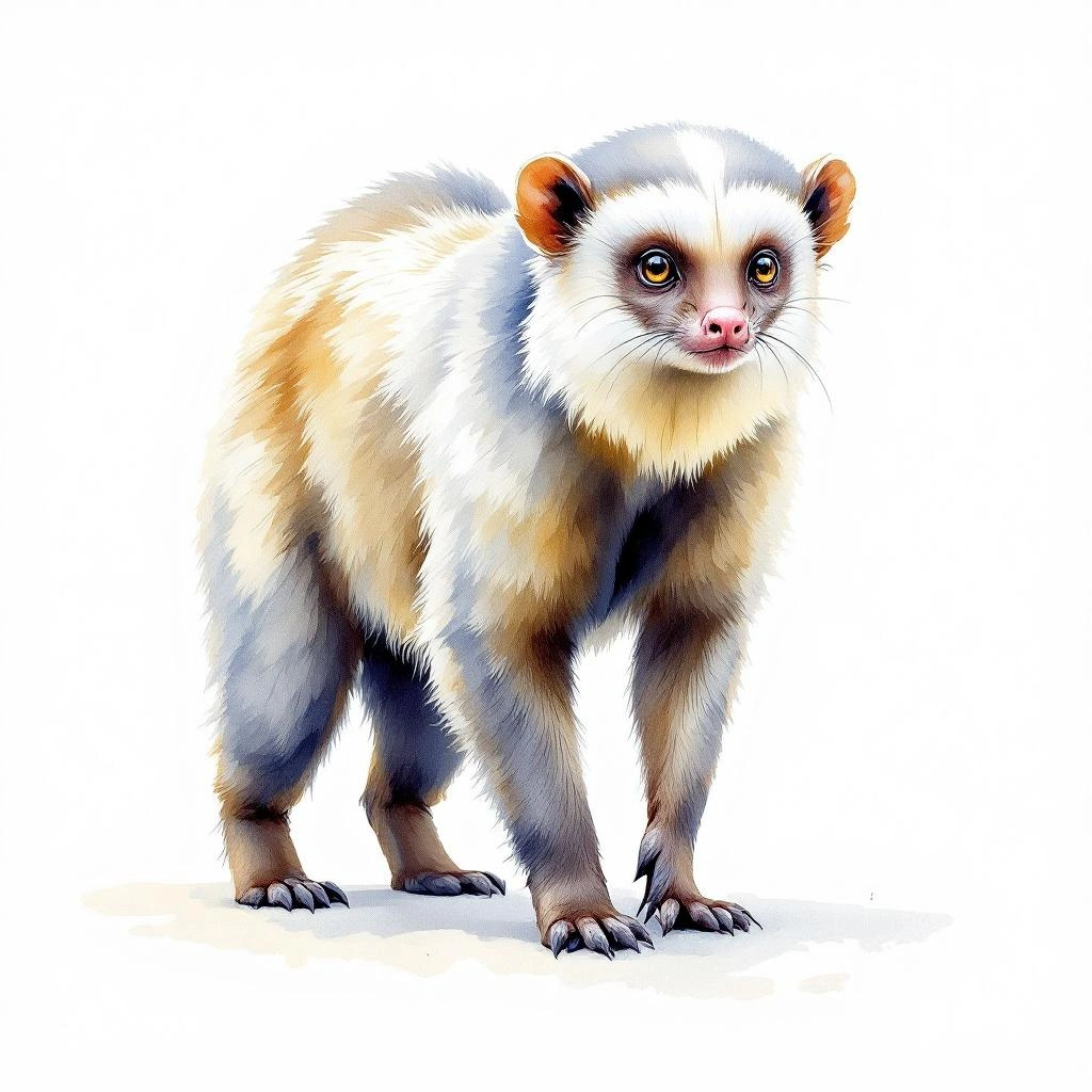 Watercolor illustration of Isabel's Saki (Pithecia isabela)