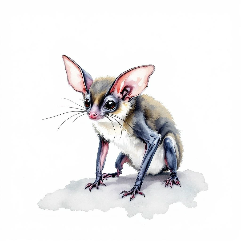 Watercolor illustration of Javan Pipistrelle (Pipistrellus javanicus)