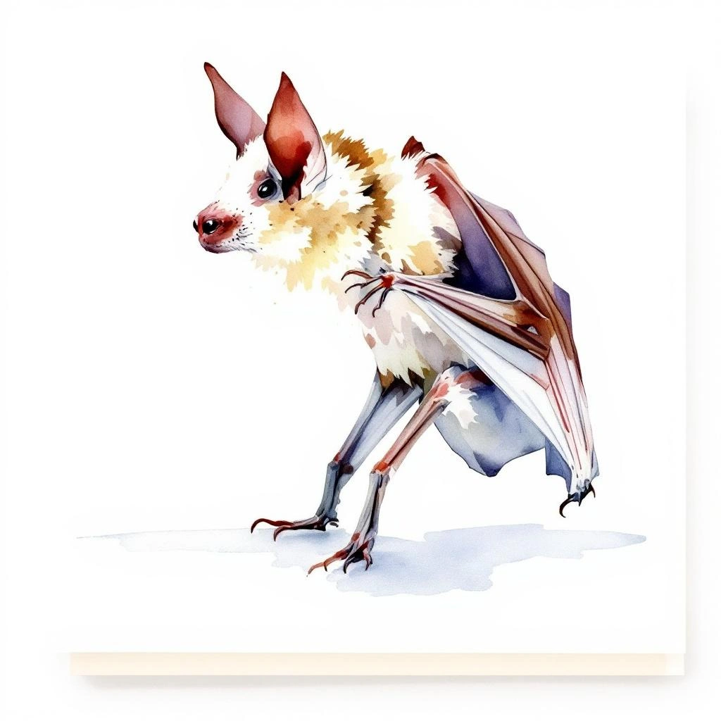 Watercolor illustration of Jones's Roundleaf Bat (Hipposideros jonesi)