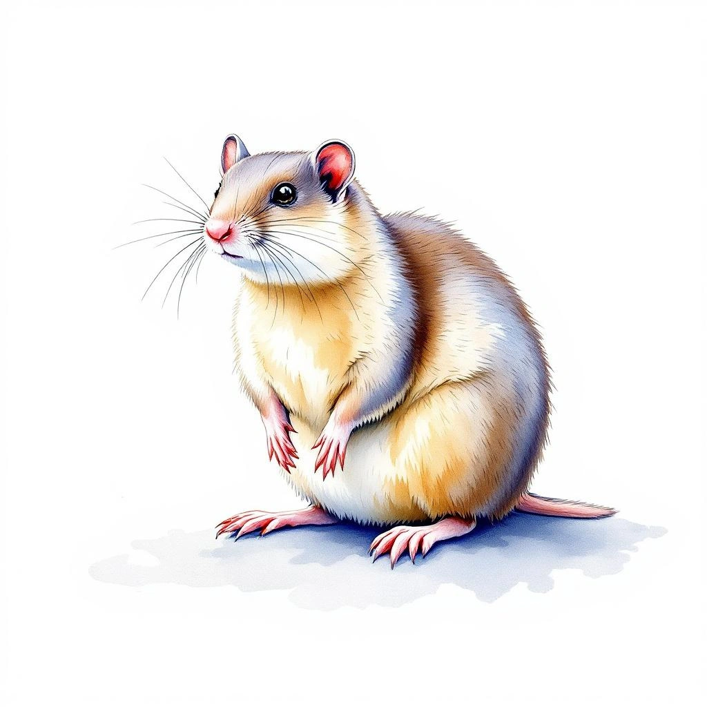 Watercolor illustration of Kamchatka Shrew (Sorex camtschatica)