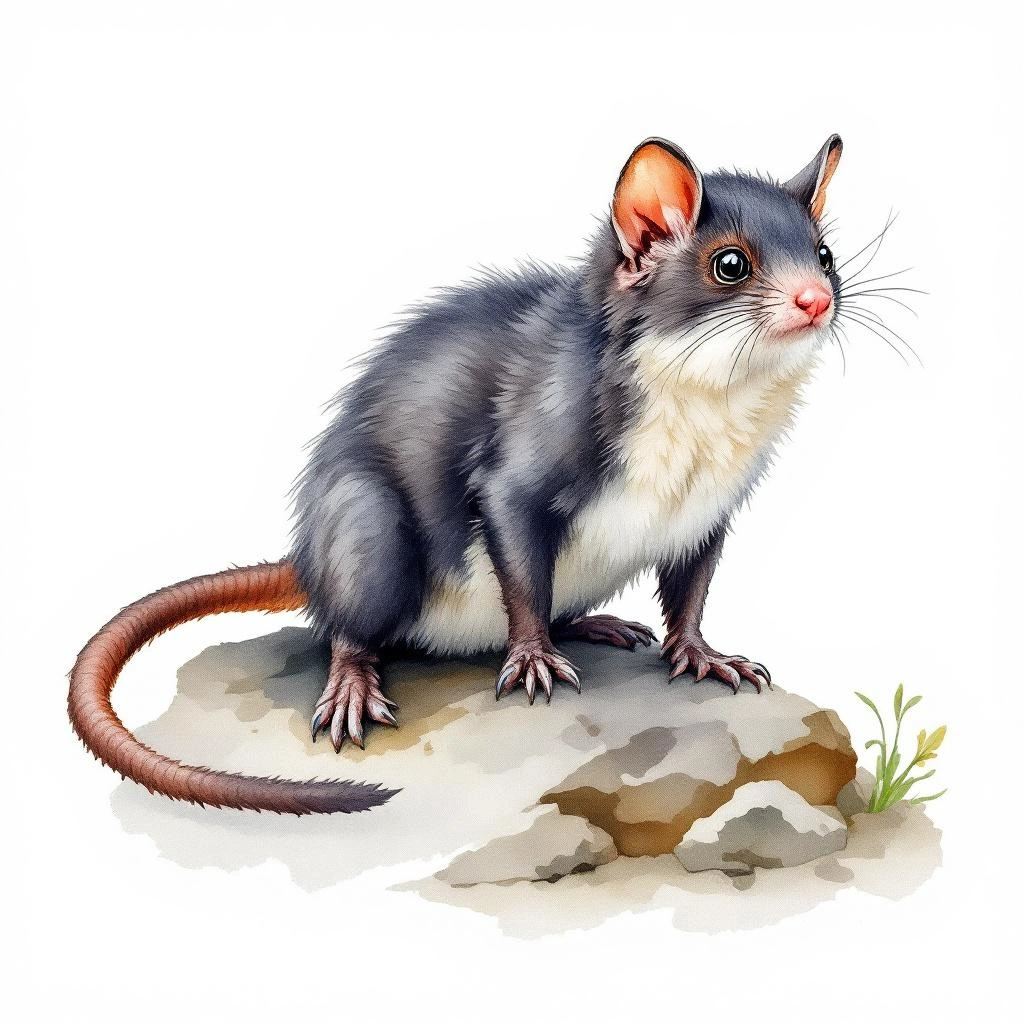 Watercolor illustration of Keen'S Myotis (Myotis keenii)