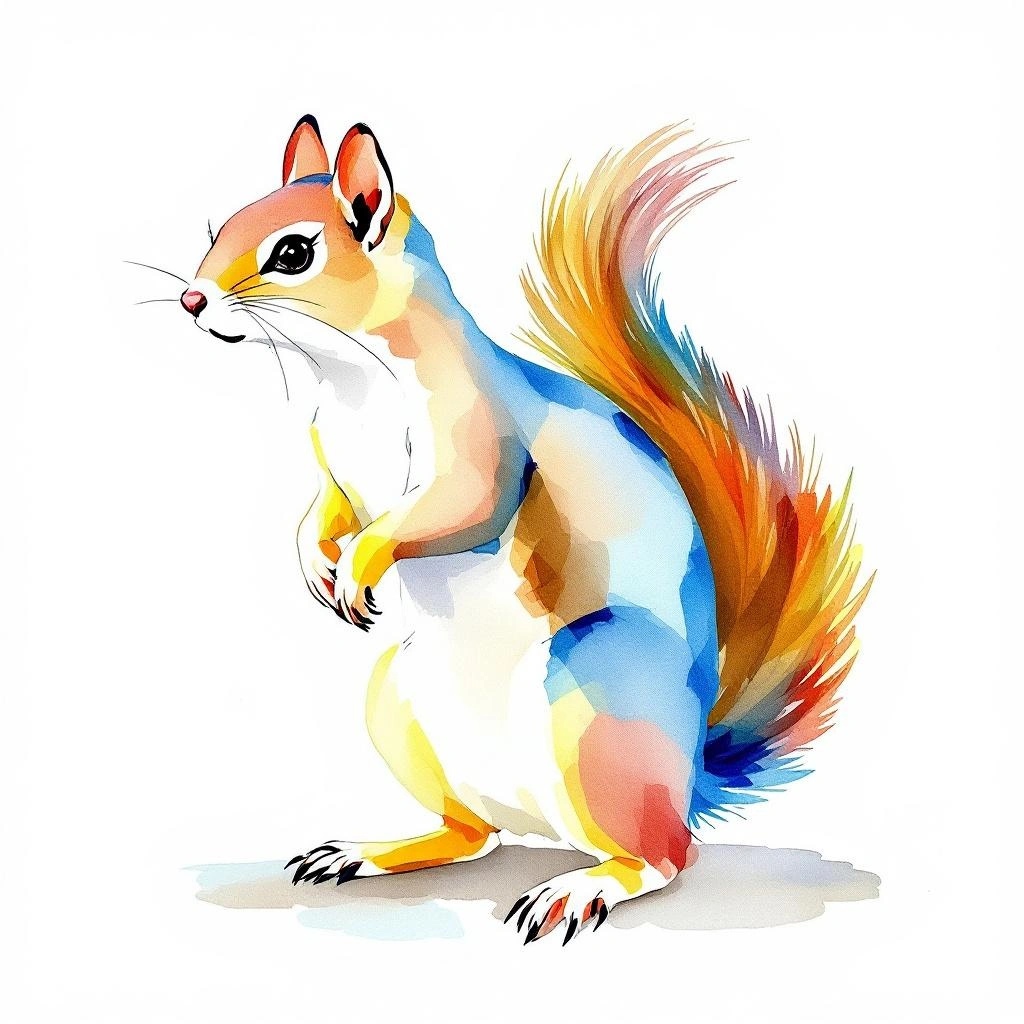 Watercolor illustration of Kintampo Rope Squirrel (Funisciurus substriatus)