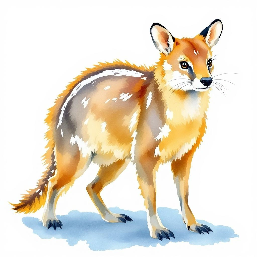 Watercolor illustration of Kowari (Dasyuroides byrnei)