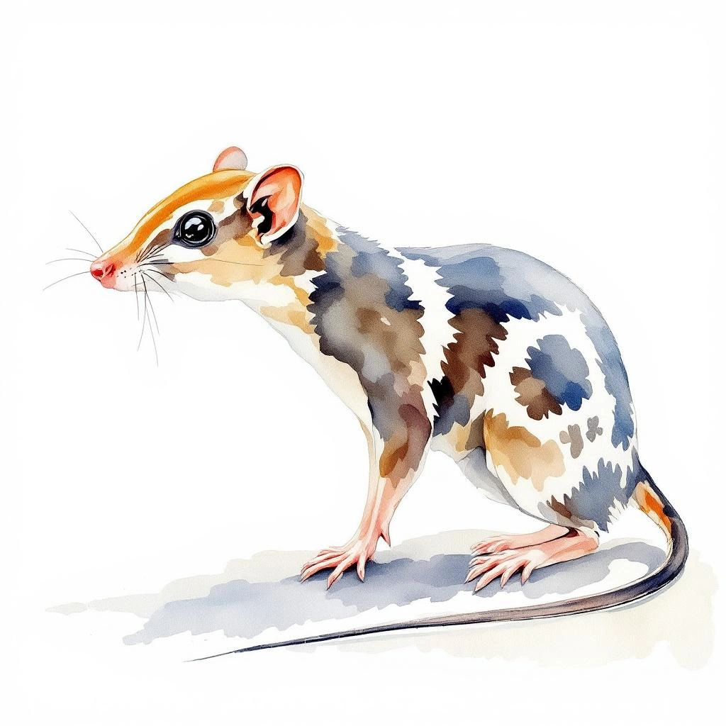 Watercolor illustration of Lamulate Shrew (Chodsigoa lamula)