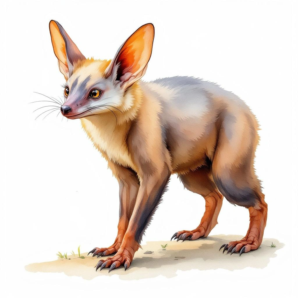 Watercolor illustration of Large Pelew Flying Fox (Pteropus pilosus)
