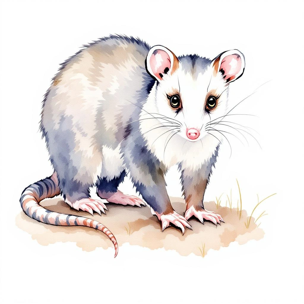 Watercolor illustration of Leadebeater s Possum (Gymnobelideus leadbeateri)