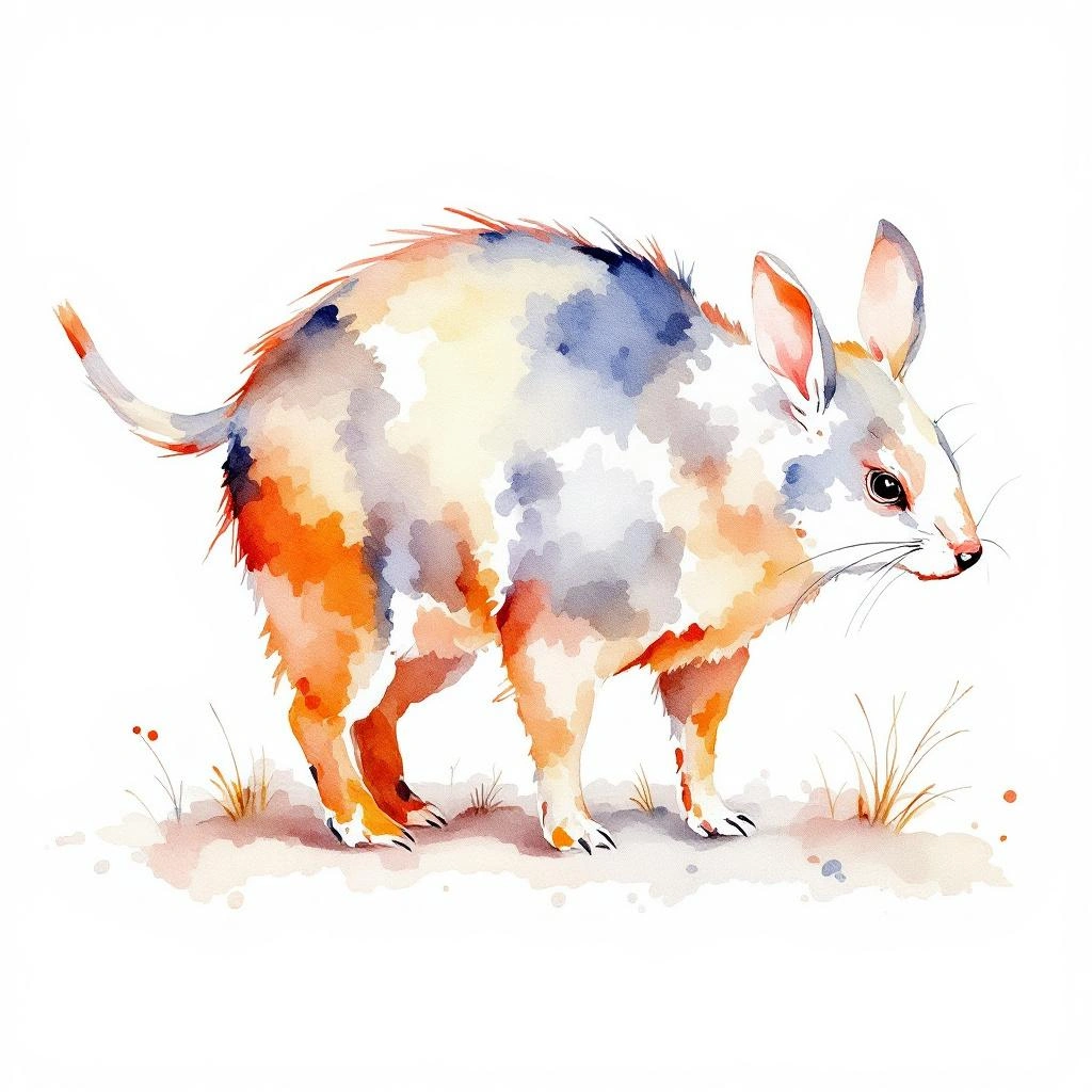 Watercolor illustration of Leschenault's rousette (Rousettus leschenaultii)