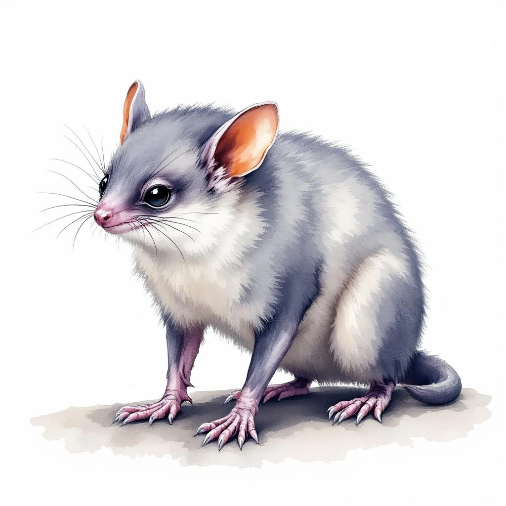 Watercolor illustration of Lesser Large-footed Myotis (Myotis hasseltii)