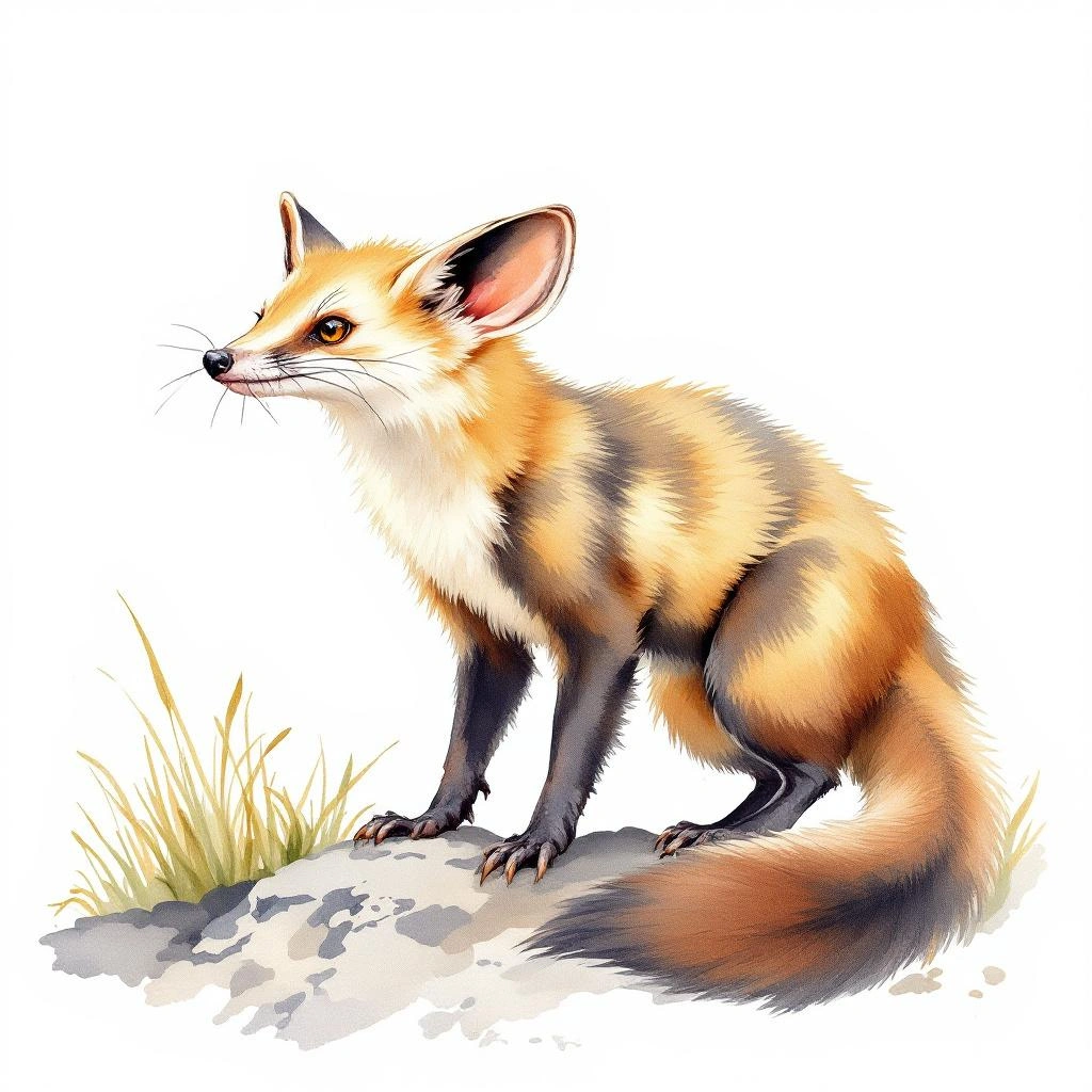 Watercolor illustration of Little Golden-mantled Flying Fox (Pteropus pumilus)