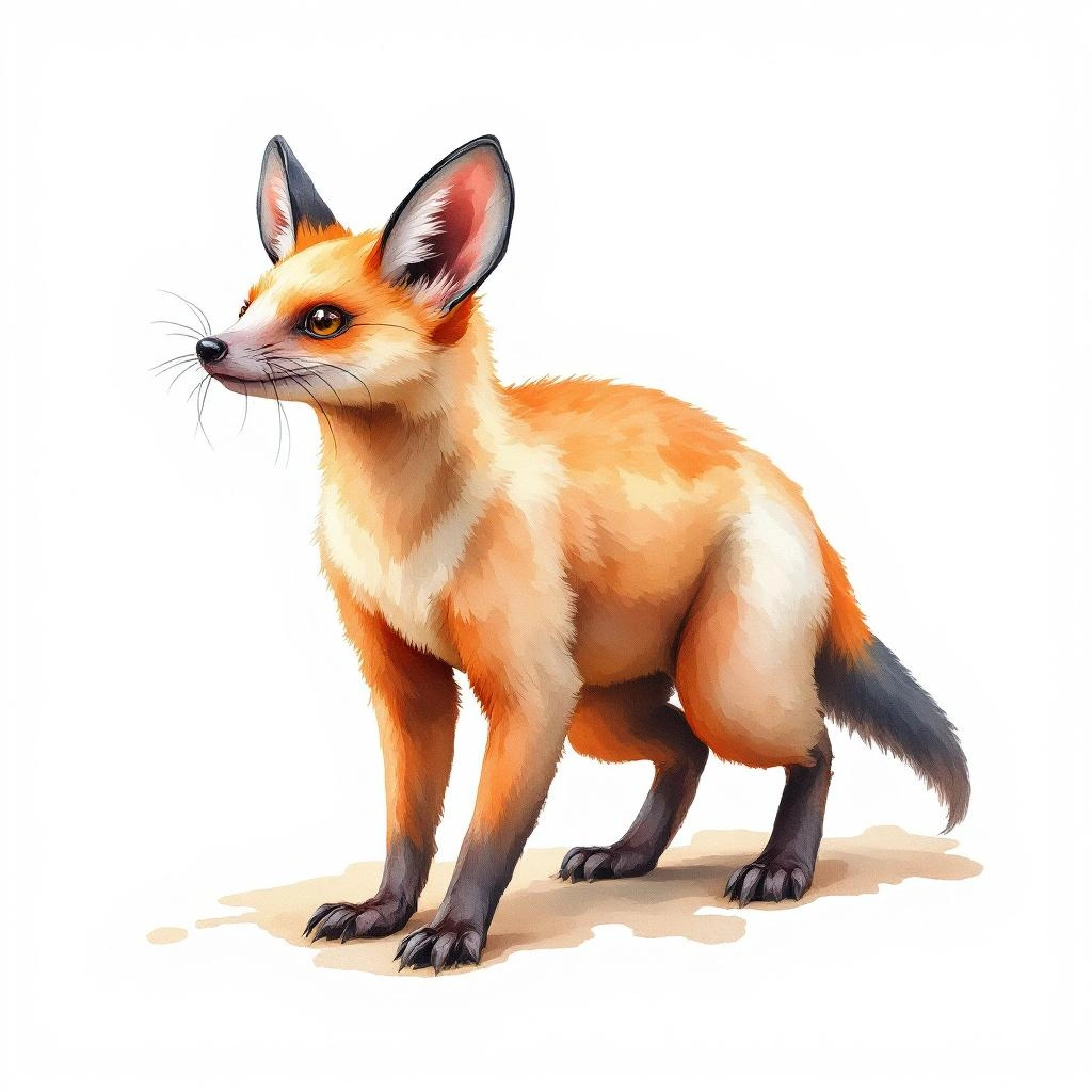 Watercolor illustration of Little Red Flying Fox (Pteropus scapulatus)