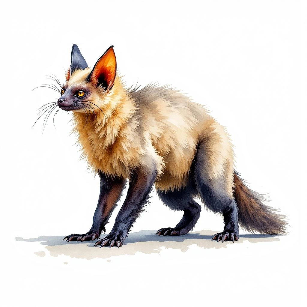 Watercolor illustration of Lombok Flying Fox (Pteropus lombocensis)