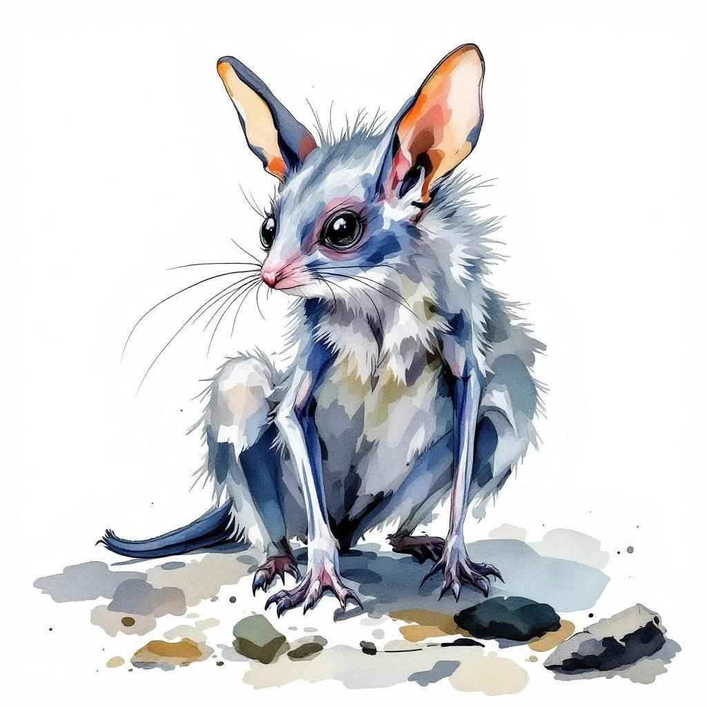 Watercolor illustration of Long-legged Myotis (Myotis volans)