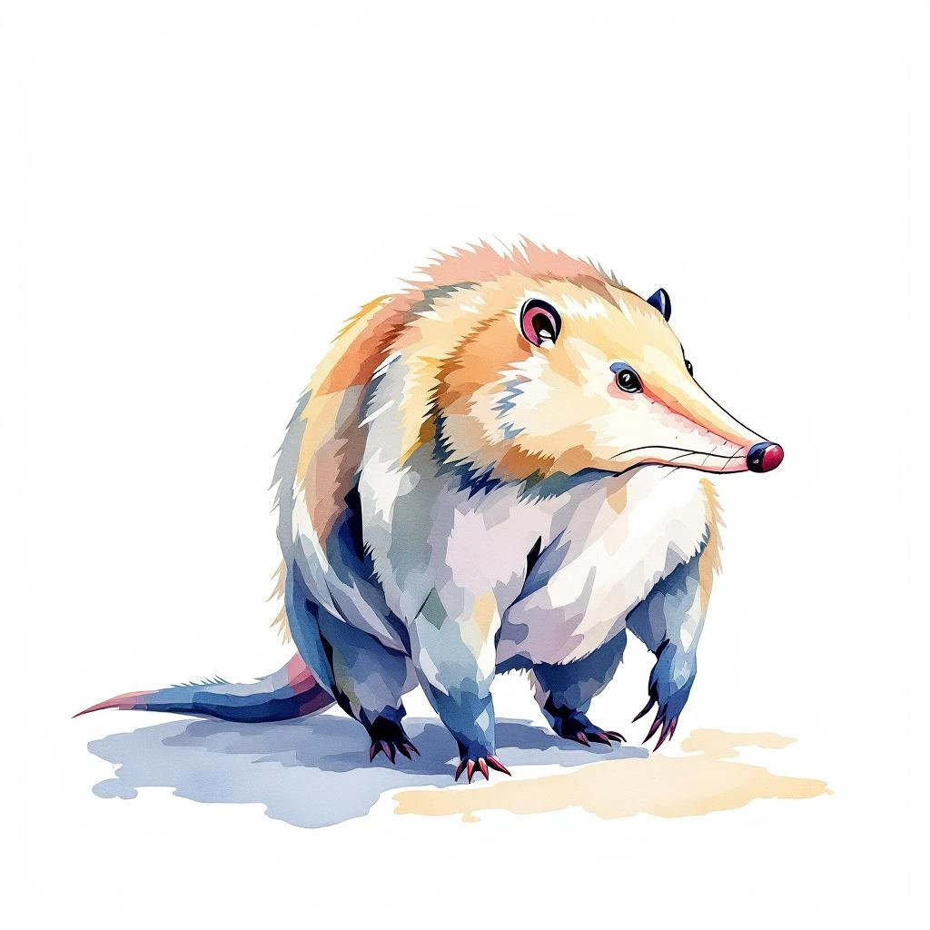 Watercolor illustration of Long-nosed Scolomys (Scolomys ucayalensis)