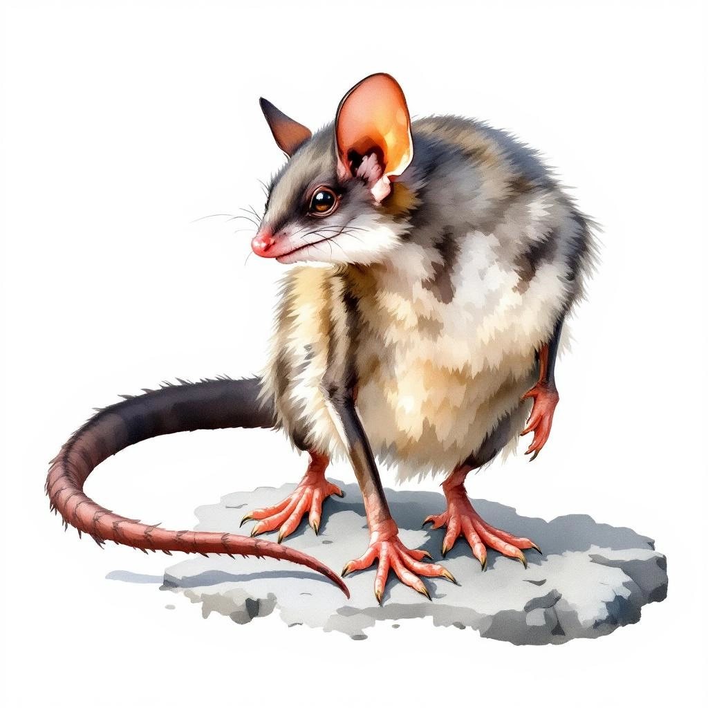 Watercolor illustration of Long-toed Myotis (Myotis secundus)