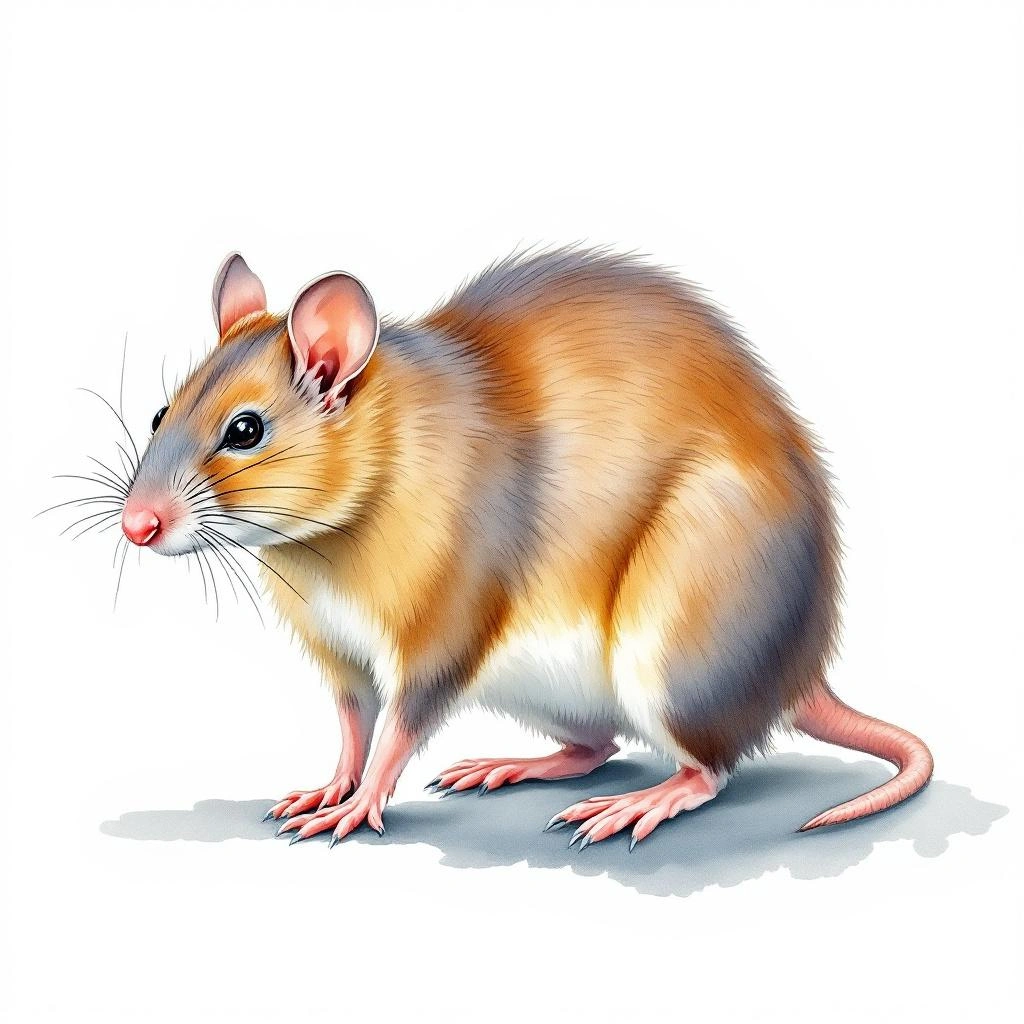 Watercolor illustration of Luzon Broad-toothed Rat (Abditomys latidens)