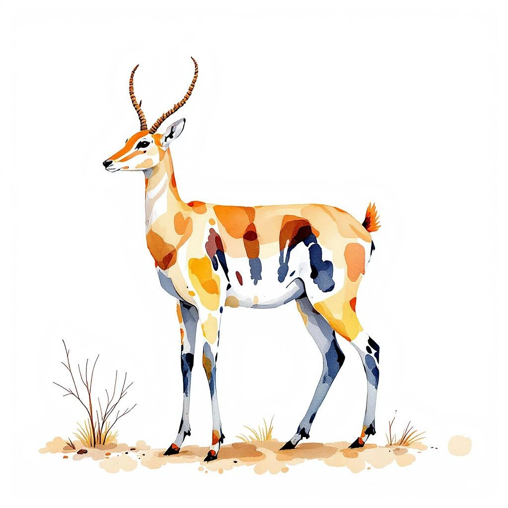 Watercolor illustration of Mérida Brocket (Mazama bricenii)