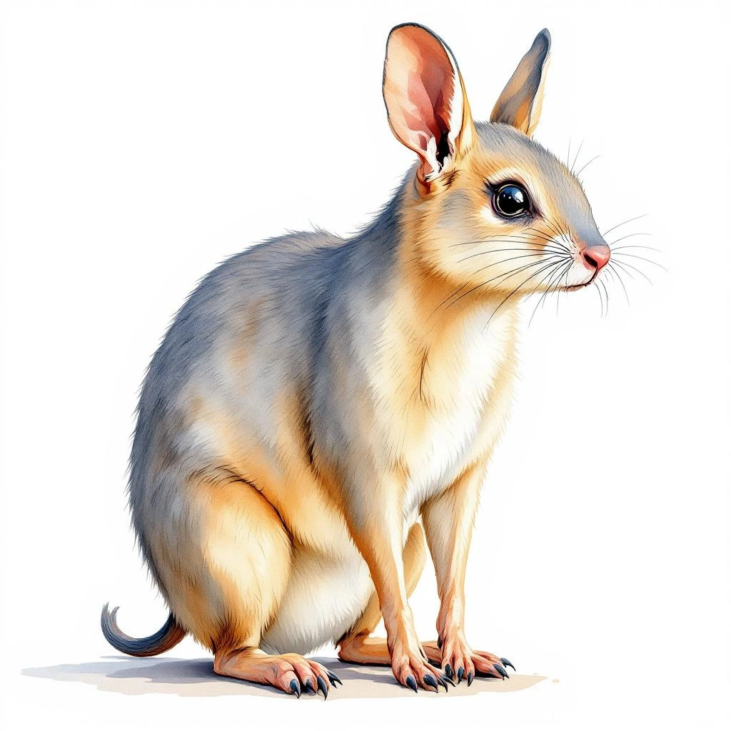 Watercolor illustration of Mérida Rhipidomys (Rhipidomys venustus)
