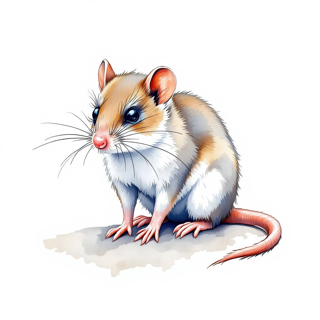 Watercolor illustration of Merida Small-eared Shrew (Cryptotis meridensis)