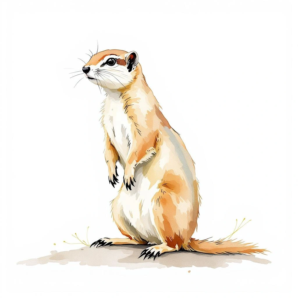 Watercolor illustration of Mexican Ground Squirrel (Ictidomys mexicanus)