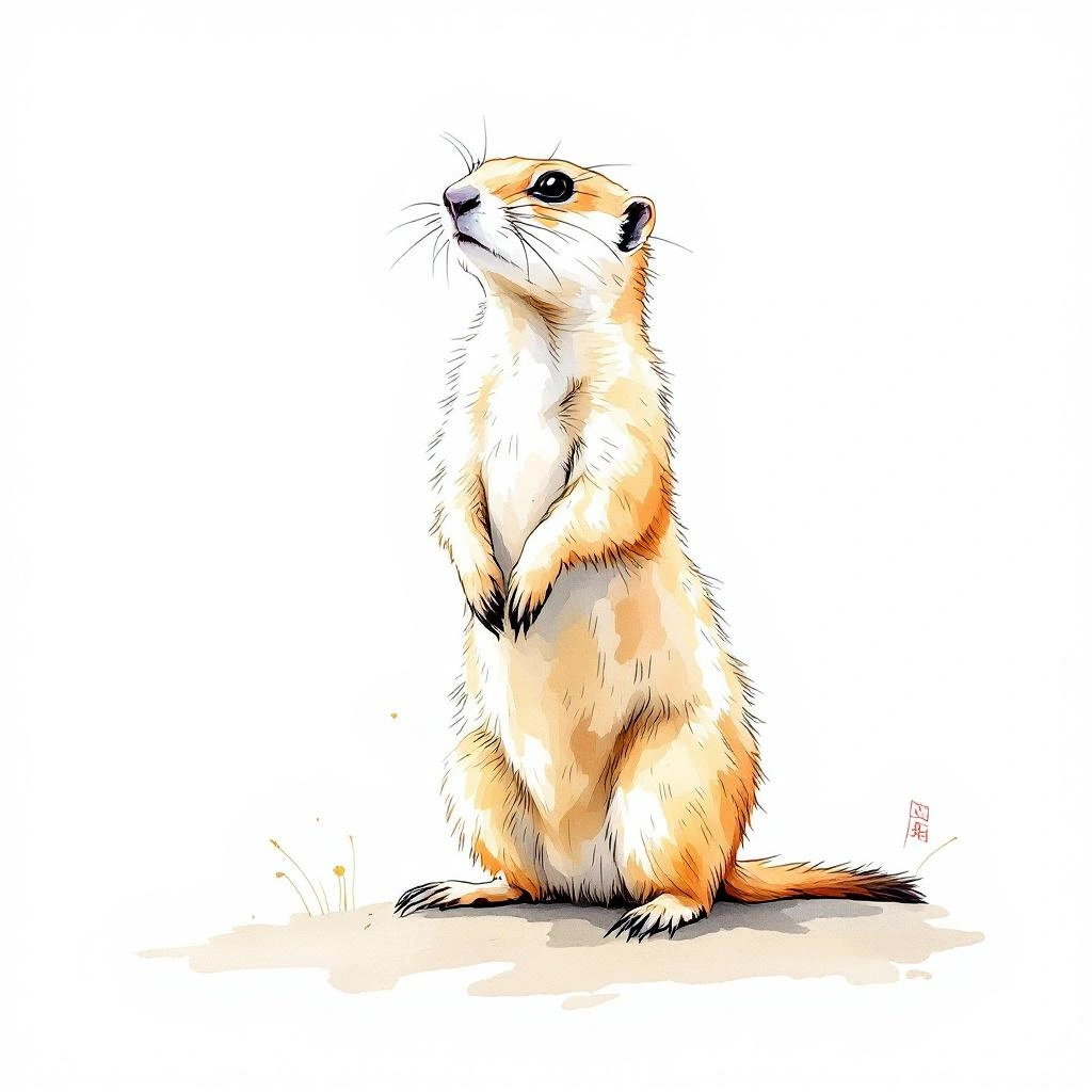 Watercolor illustration of Mexican prairie dog (Cynomys mexicanus)