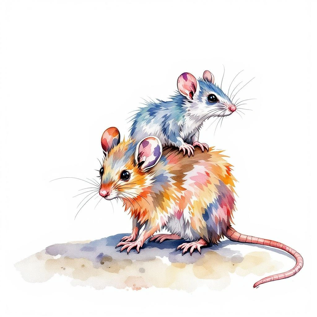 Watercolor illustration of Minca Spiny Rat (Proechimys mincae)