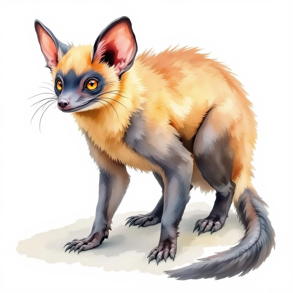 Watercolor illustration of Moluccan Masked Flying Fox (Pteropus personatus)