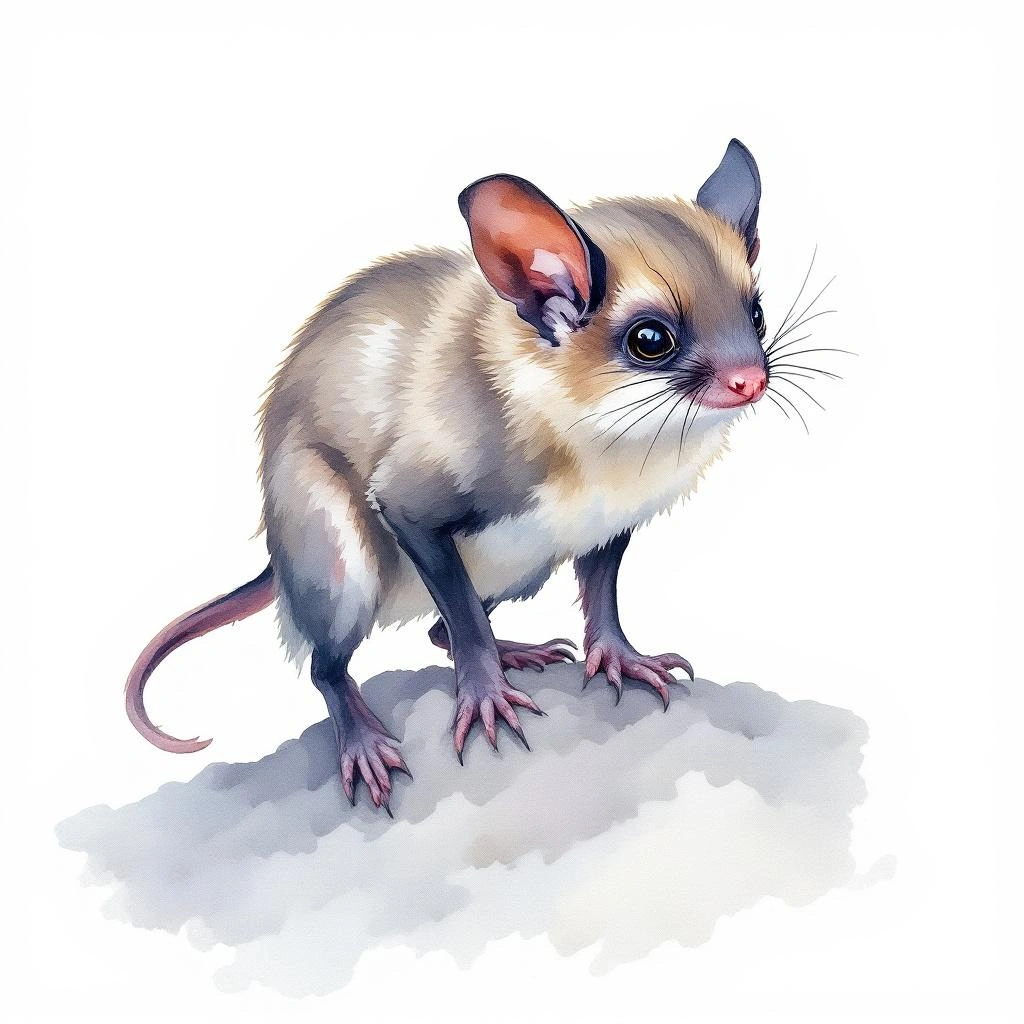 Watercolor illustration of Montane Myotis (Myotis oxyotus)