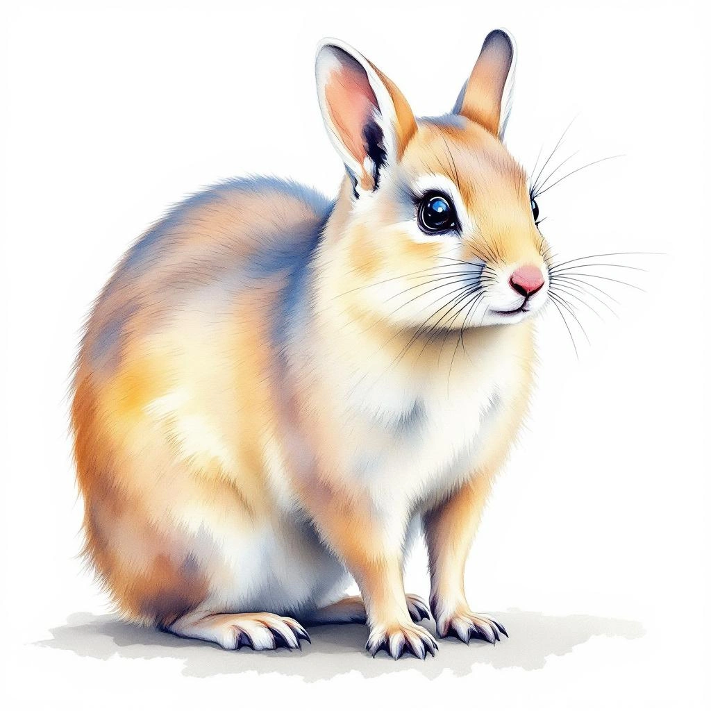 Watercolor illustration of Moupin Pika (Ochotona thibetana)