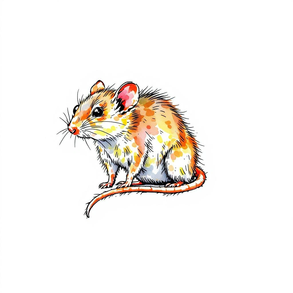 Watercolor illustration of Niceforo Maria’s Oldfield Mouse (Thomasomys nicefori)