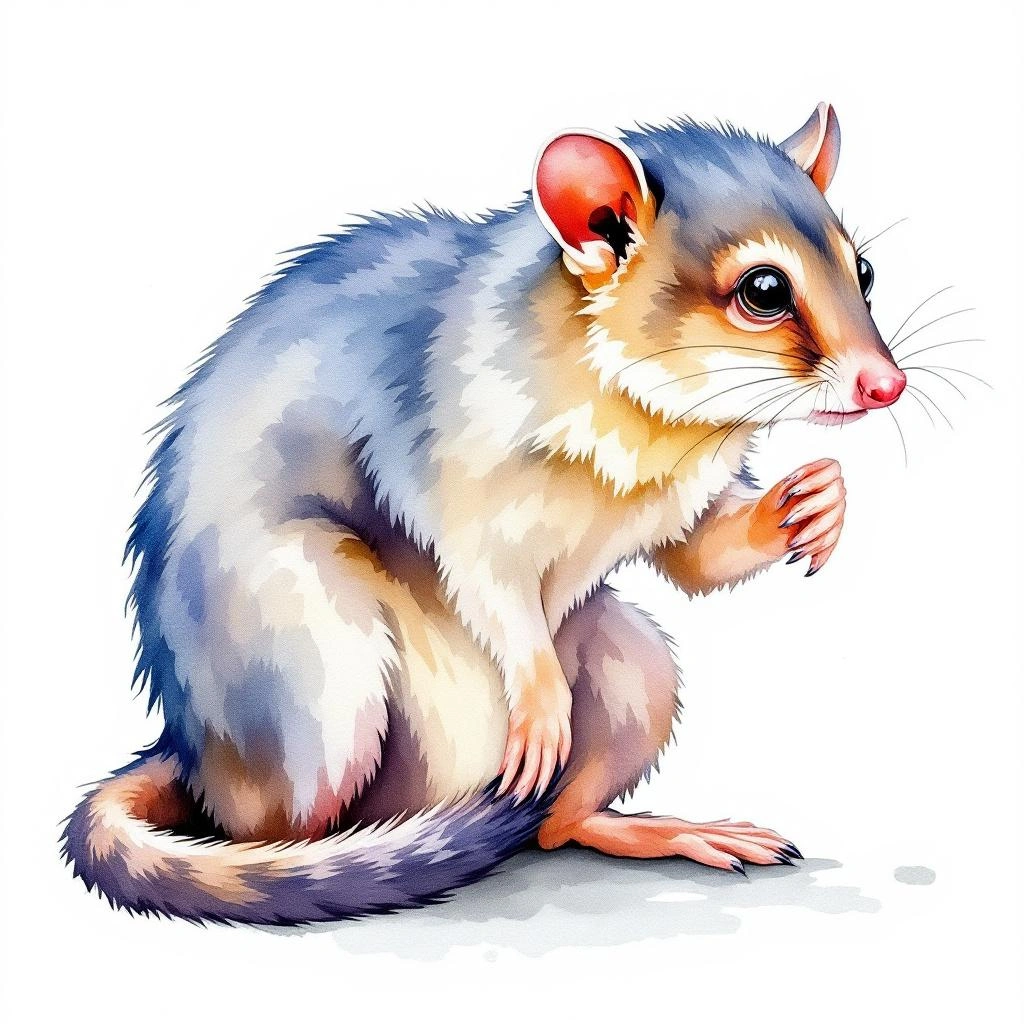 Watercolor illustration of Nicobar Treeshrew (Tupaia nicobarica)