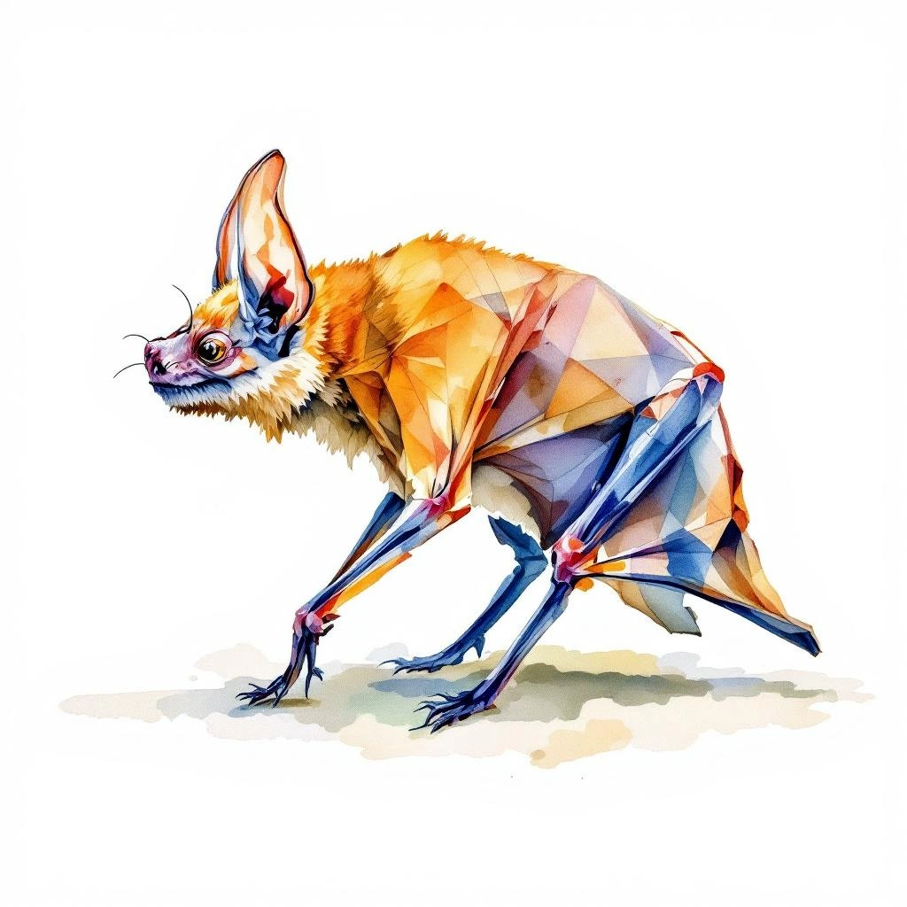 Watercolor illustration of Osgood's Horseshoe Bat (Rhinolophus osgoodi)