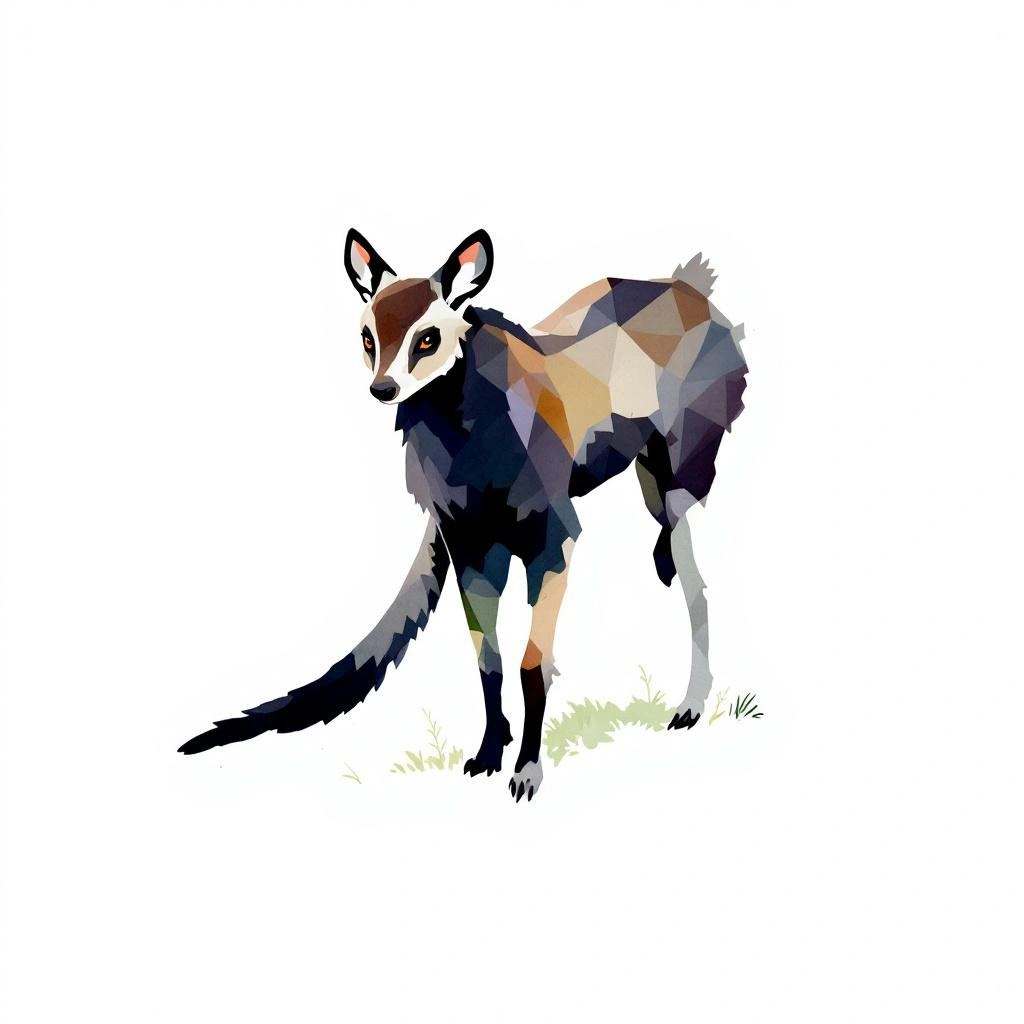 Watercolor illustration of Ouistiti a queue noire (Mico melanurus)