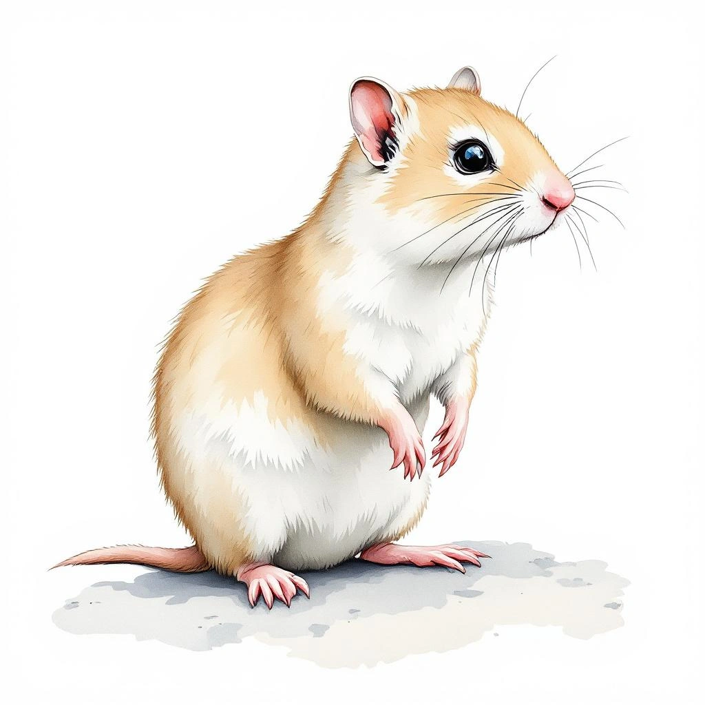 Watercolor illustration of Pale Gerbil (Gerbillus perpallidus)
