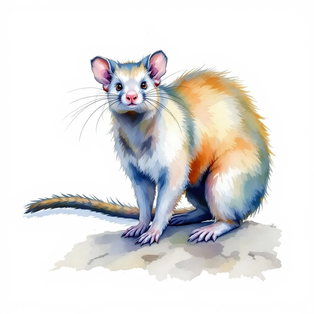 Watercolor illustration of Papuan Abeomelomys (Abeomelomys sevia)