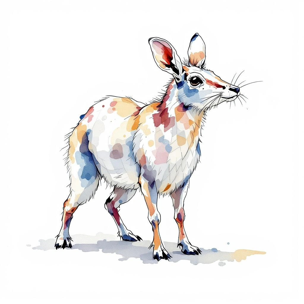Watercolor illustration of Giles Flachkopfbeutelmaus (Planigale gilesi)