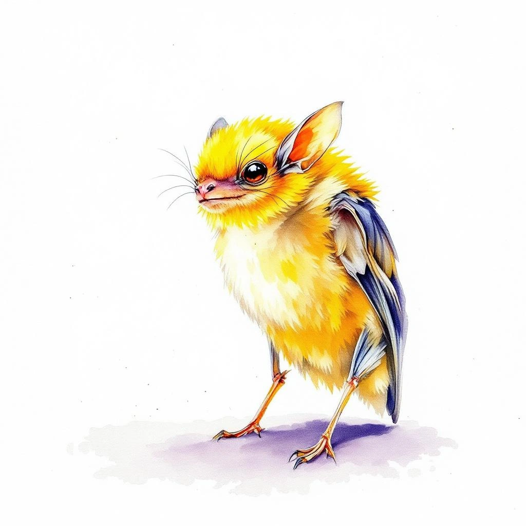 Watercolor illustration of Perla Yellow-shouldered Bats (Sturnira perla)