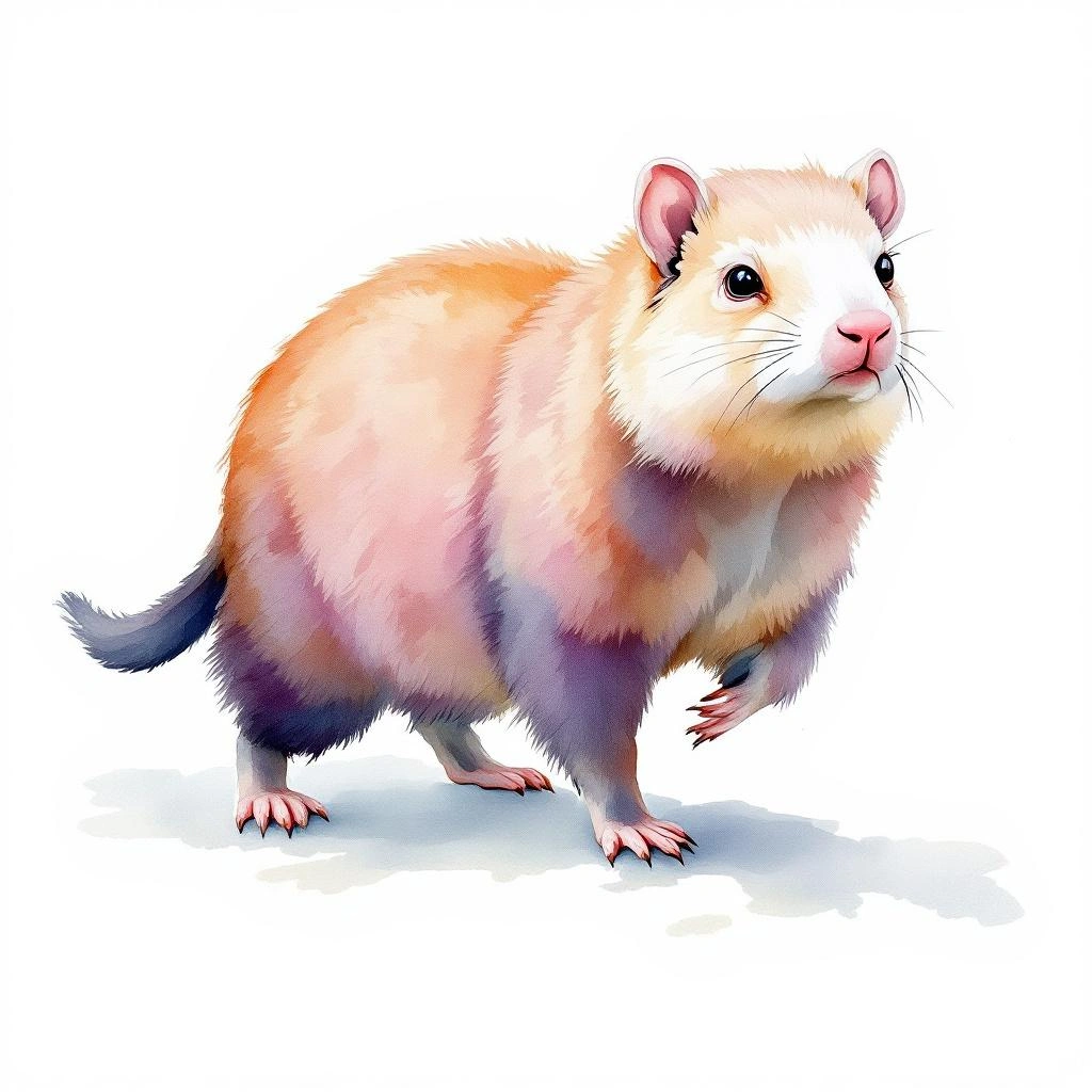 Watercolor illustration of Peruvian Laucha (Calomys sorellus)