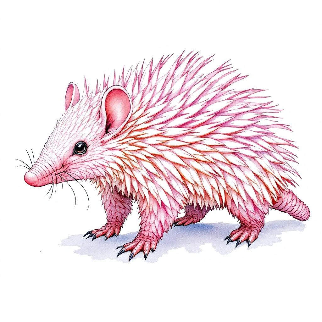 Watercolor illustration of Gürtelmaus (Chlamyphorus truncatus)