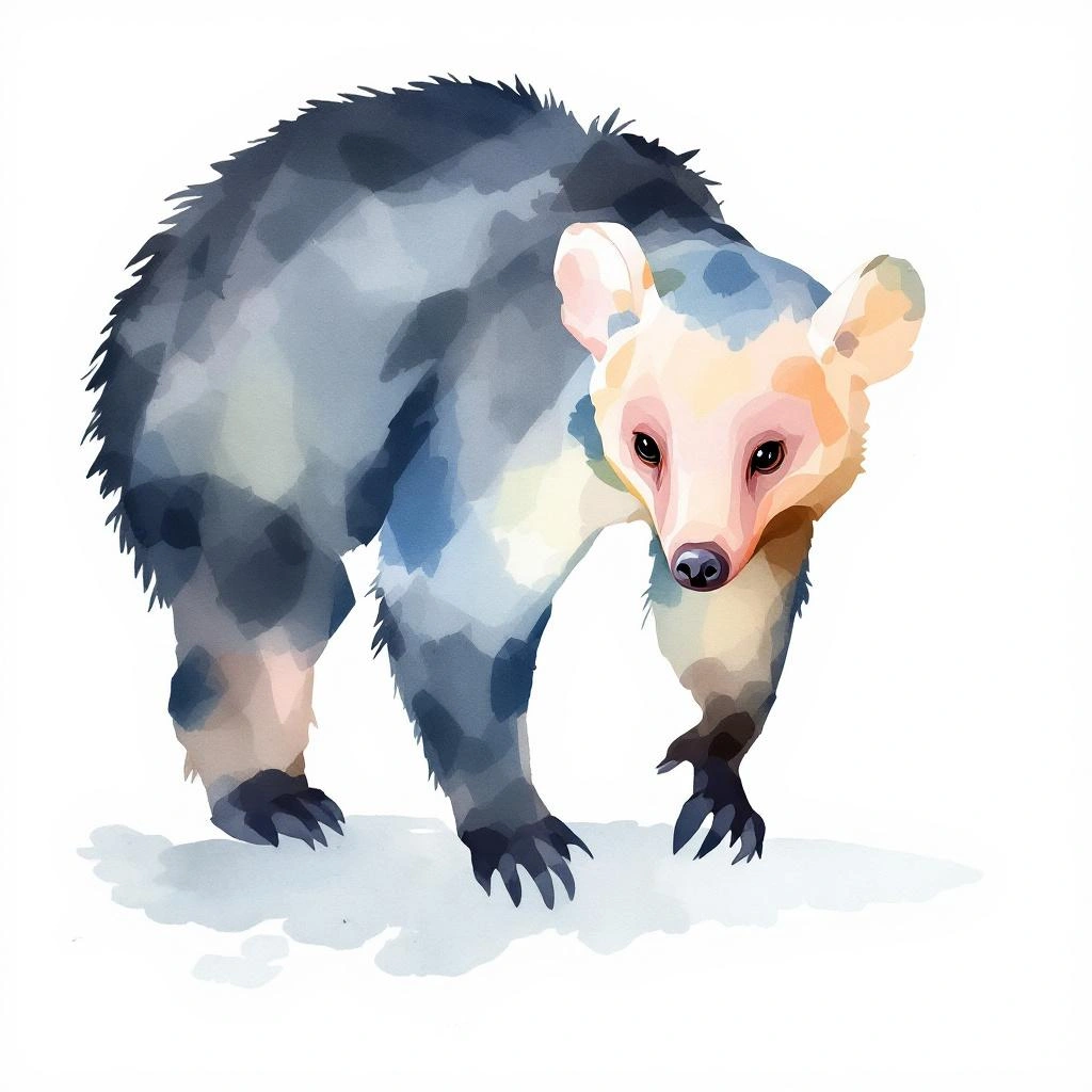 Watercolor illustration of Huapo (Pithecia pissinattii)