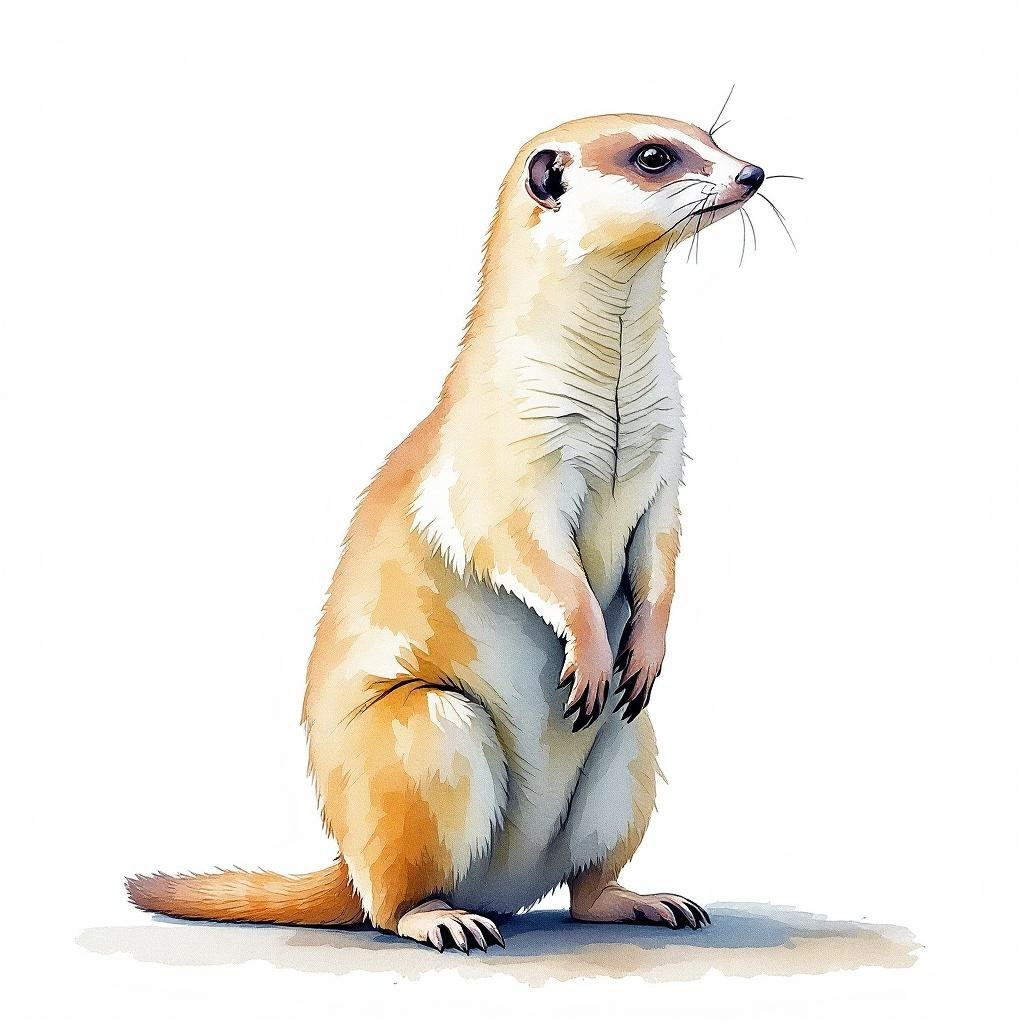 Watercolor illustration of Pousargues’s Mongoose (Dologale dybowskii)